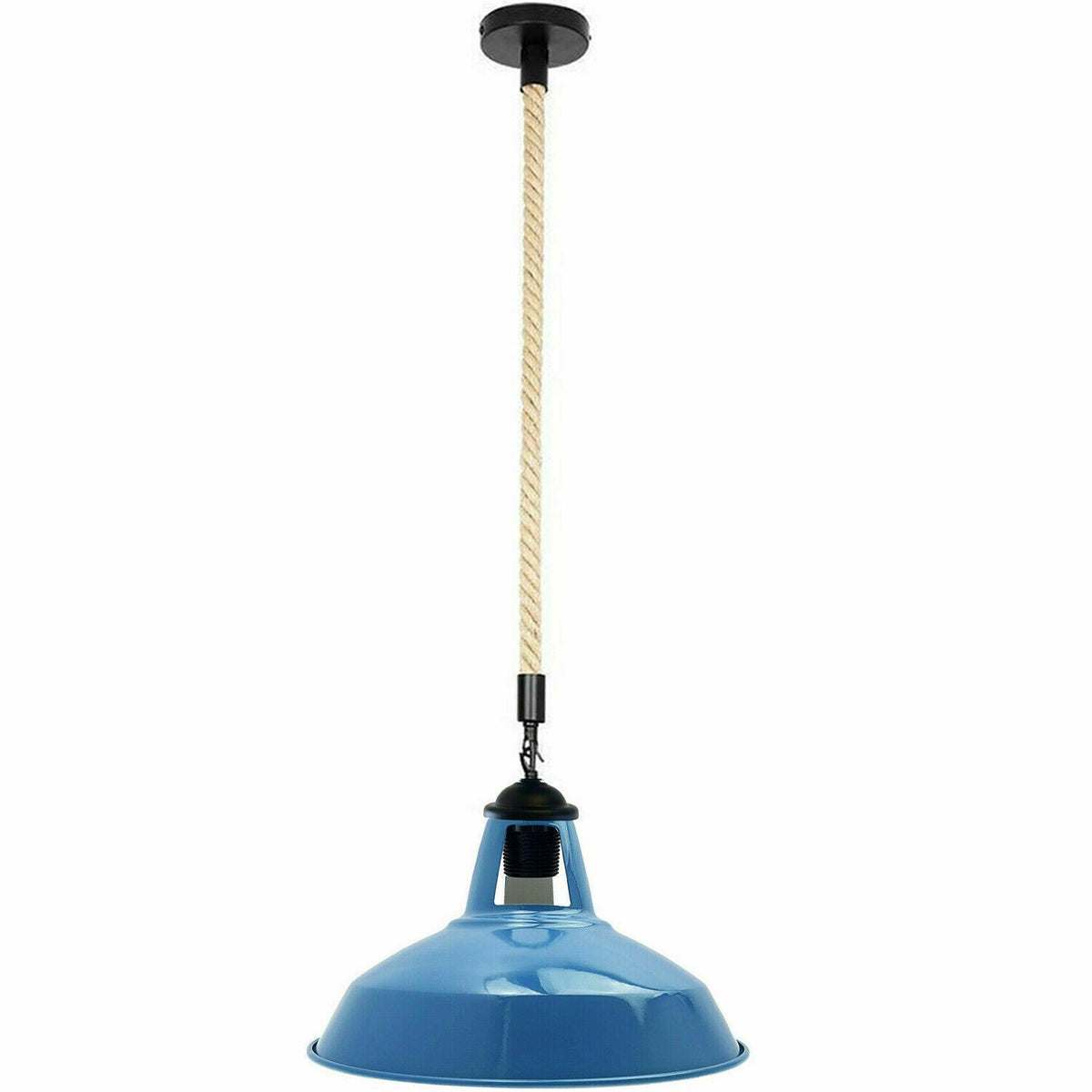 Industrial Metal Lamp Shade Hemp Rope Pendant Light Vintage Ceiling Fitting~5343-6