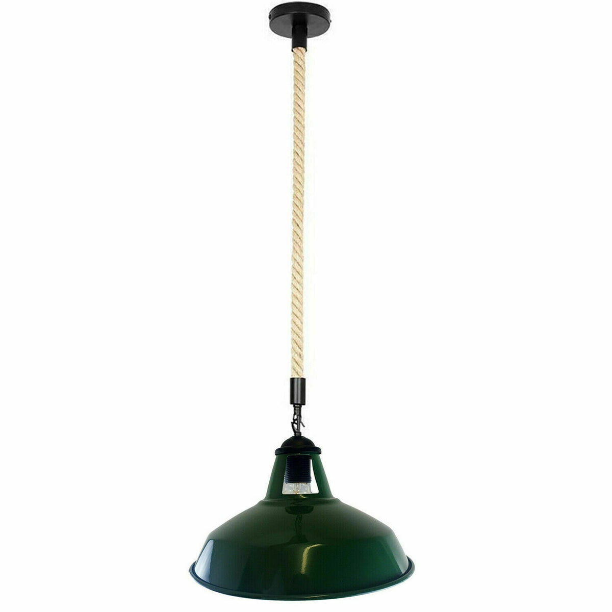 Industrial Metal Lamp Shade Hemp Rope Pendant Light Vintage Ceiling Fitting~5343-10