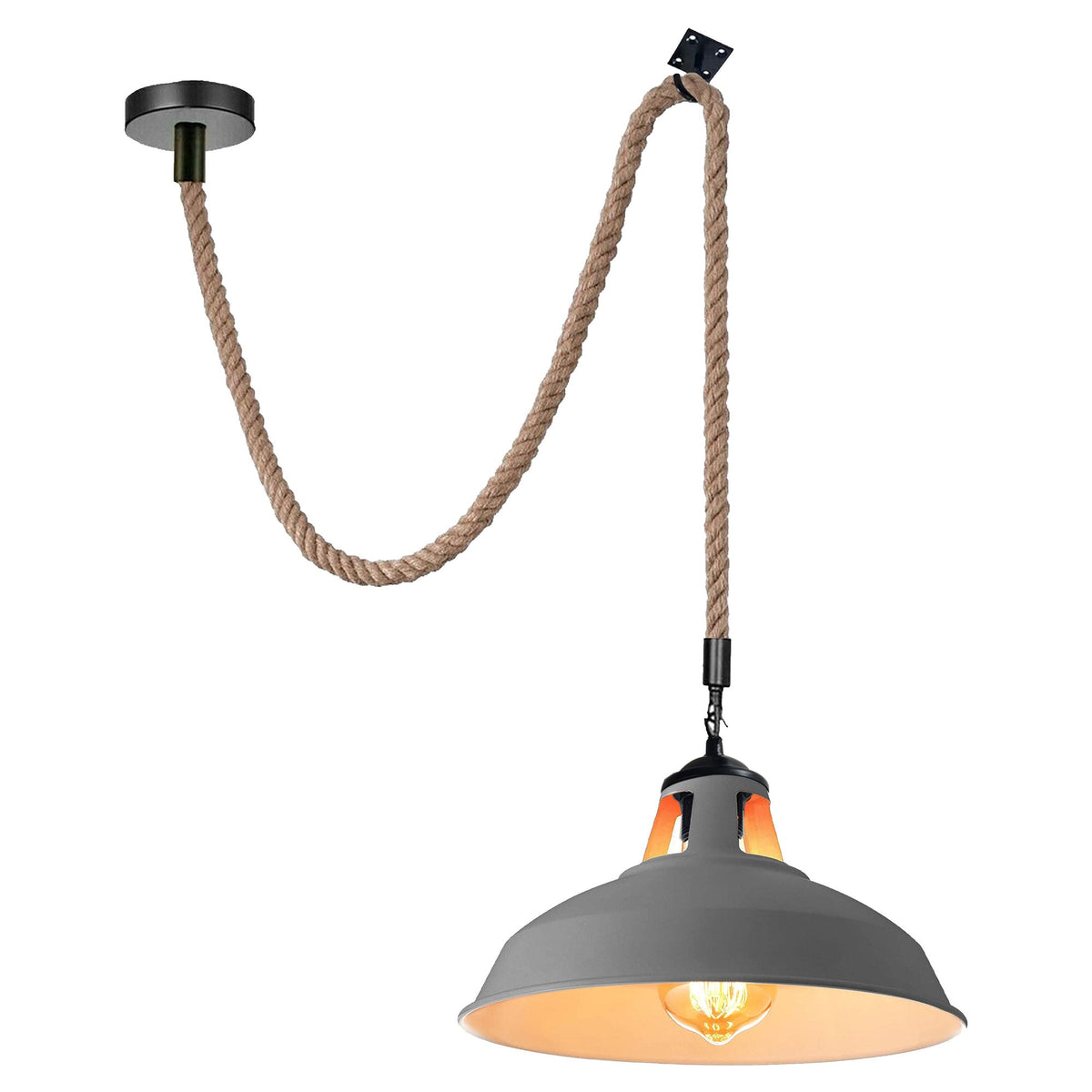 Hemp Rope Metal Hooked Pendant Light ~5045-9