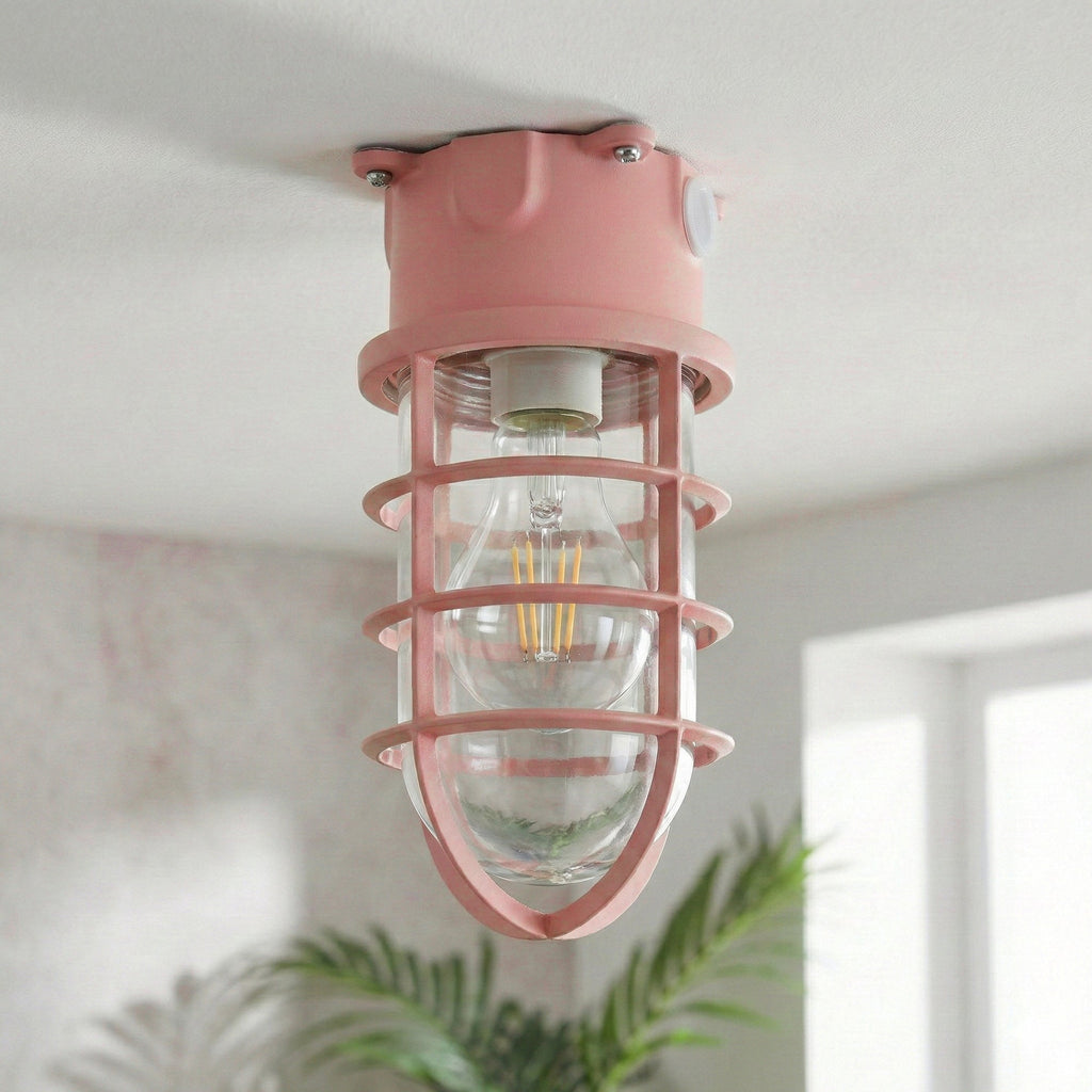 Nautical Bulkhead Flush Mount Ceiling Light Wire Cage E27 ~6546-5