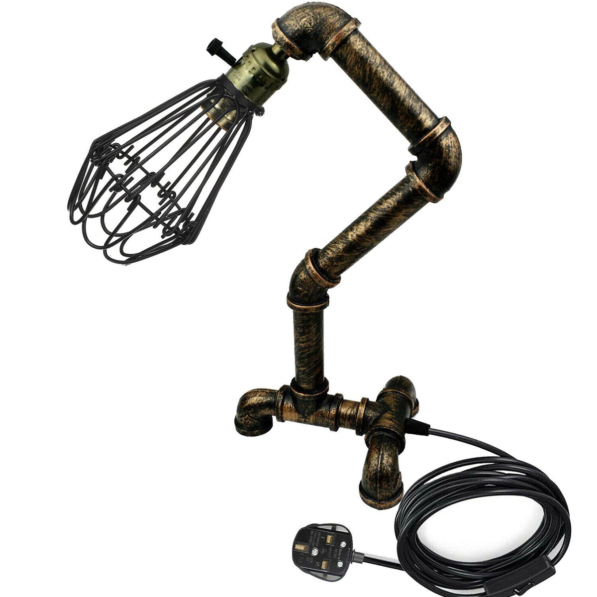 Steampunk Water Pipe Desk Lamp Retro Plugin Lighting ~6091-8