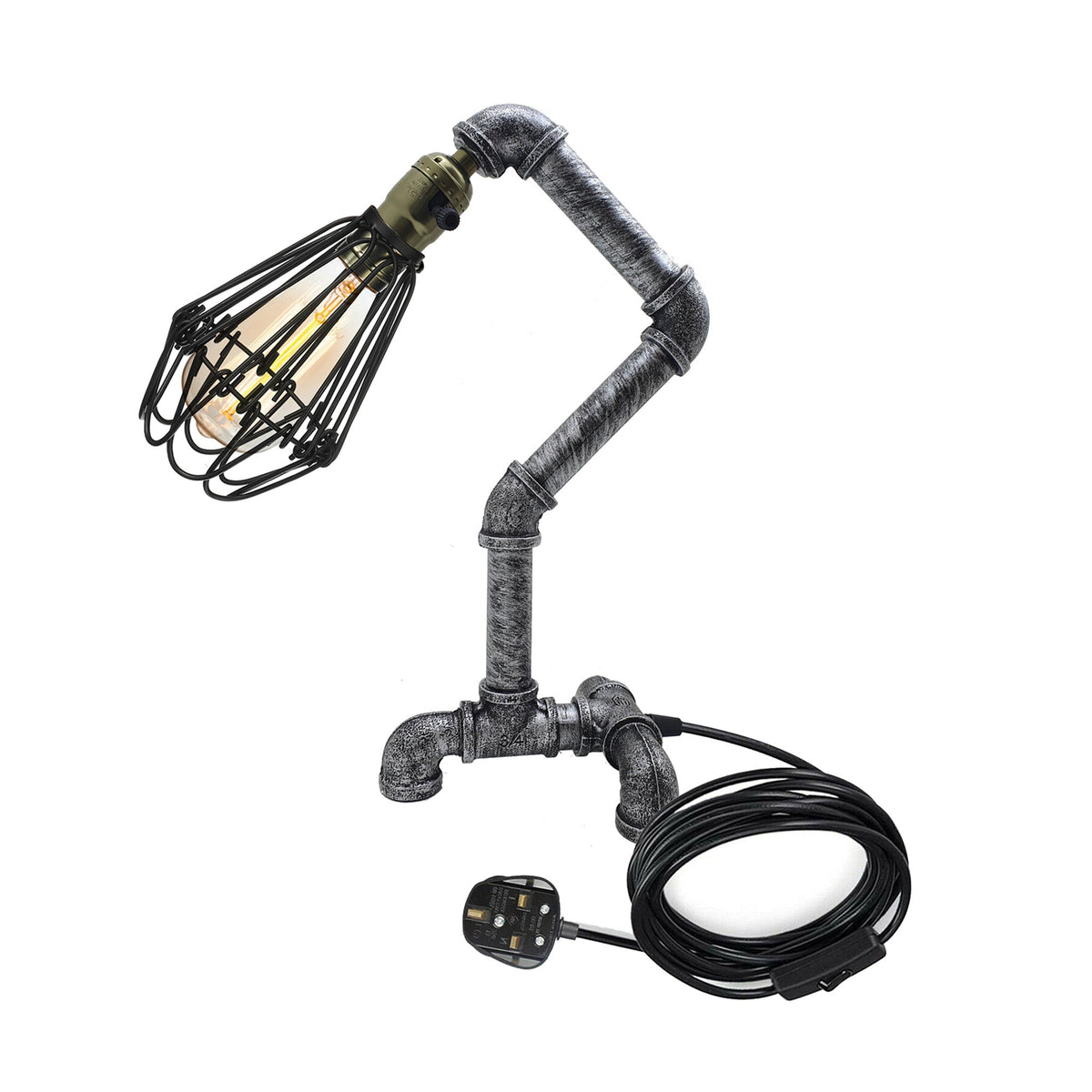 Steampunk Water Pipe Desk Lamp Retro Plugin Lighting ~6091-11