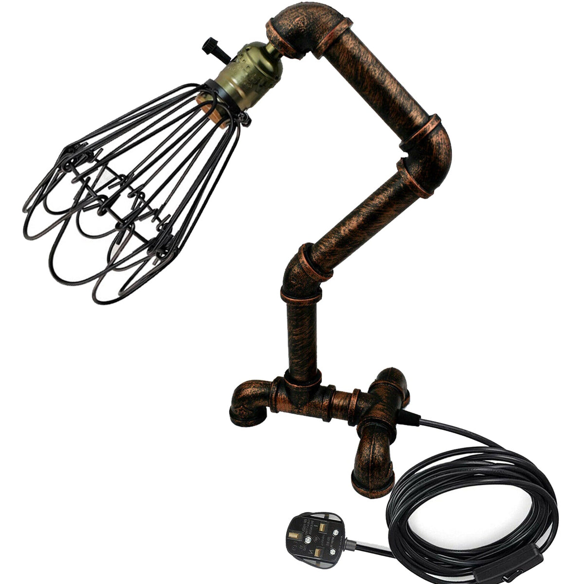 Steampunk Water Pipe Desk Lamp Retro Plugin Lighting ~6091-10