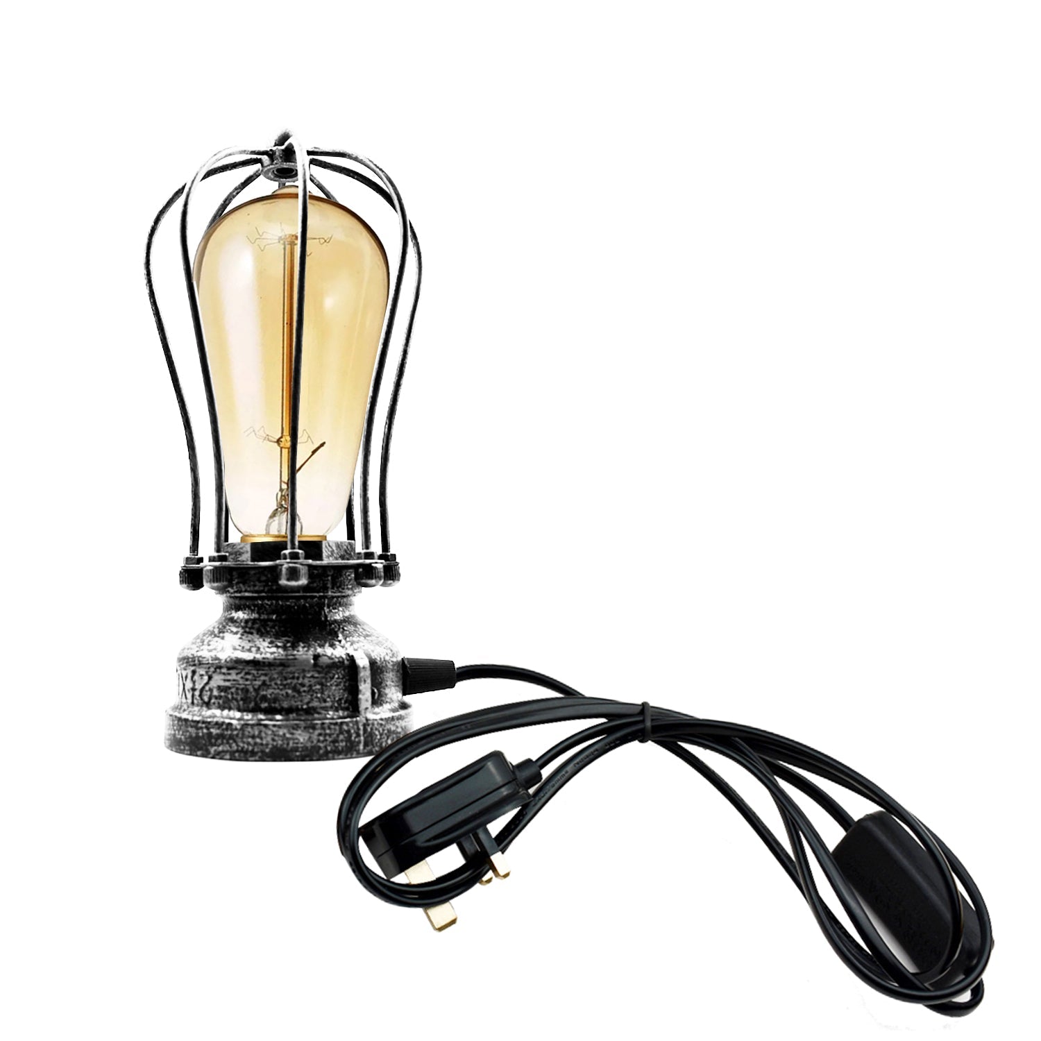 Industrial Steampunk Plug-In Table Lamp E27 Metal Cage~5012-4