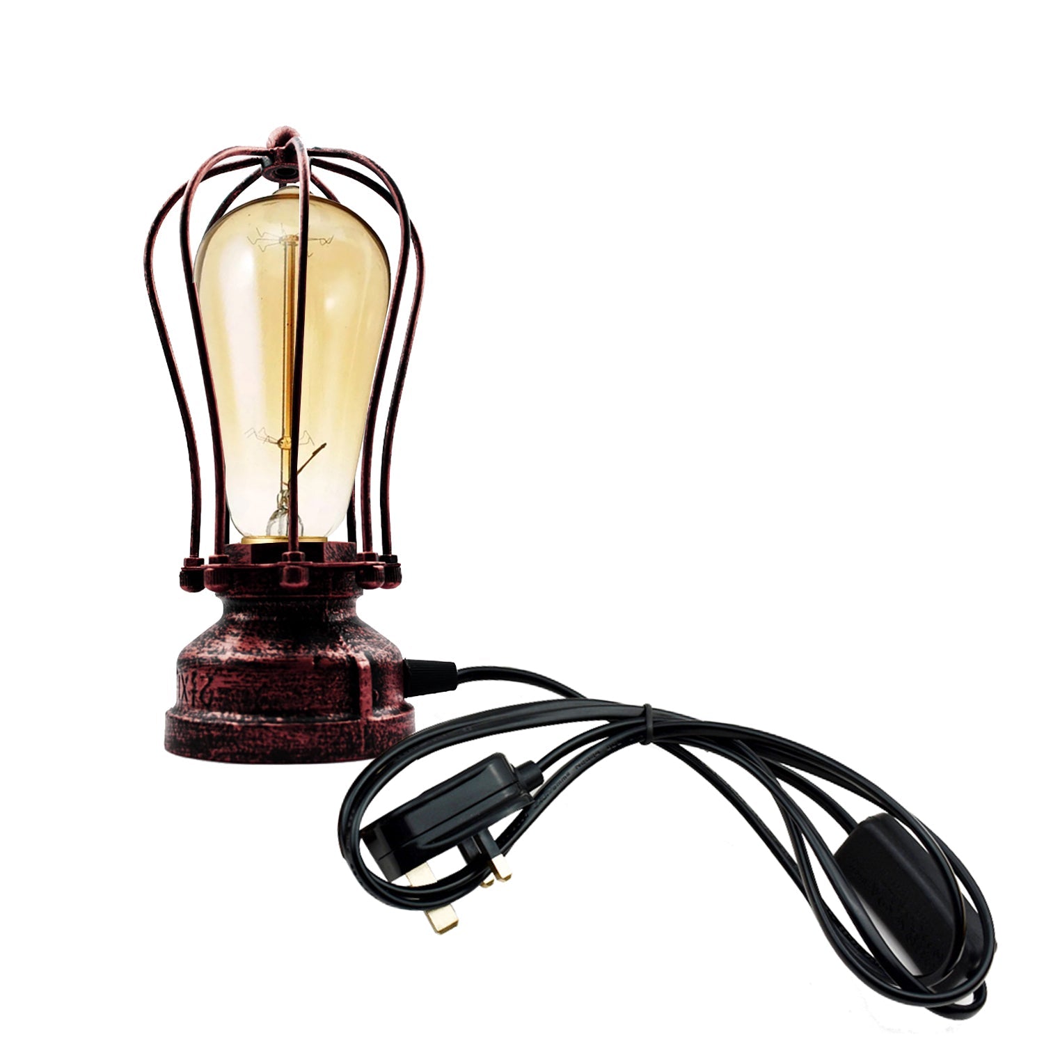 Industrial Steampunk Plug-In Table Lamp E27 Metal Cage~5012-8