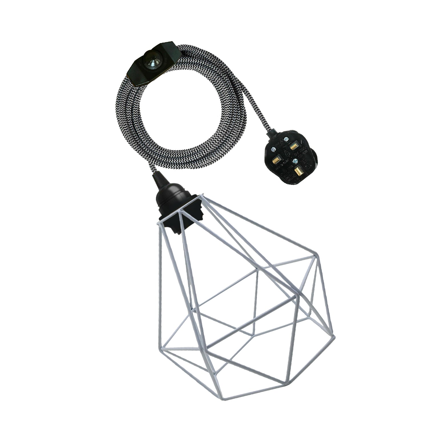 Vintage Fabric 4m Flex Cable Plug in Pendant Lamp E27 Fitting~3395