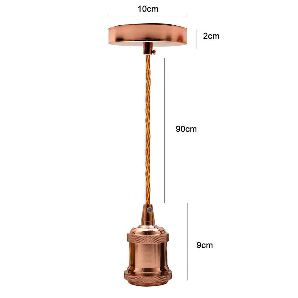 E27 Rose Gold Pendant Light Fitting Ceiling Rose Fabric Cable~2383-4