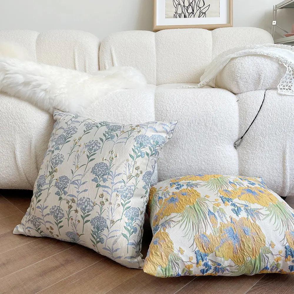 Designer Fabric Flower Pattern Cushion Covers 45cm x 45cm 18x18 Inches-0
