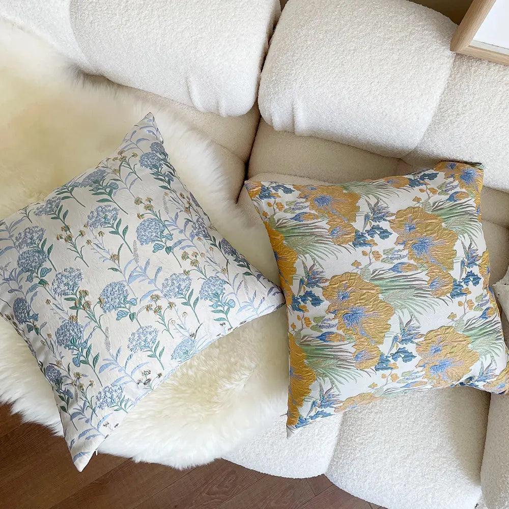 Designer Fabric Flower Pattern Cushion Covers 45cm x 45cm 18x18 Inches-1