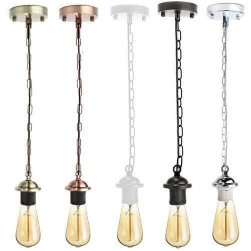 Industrial E27 Pendant Kit Metal Lamp Holder Adjustable Chain Suspension~ 5128