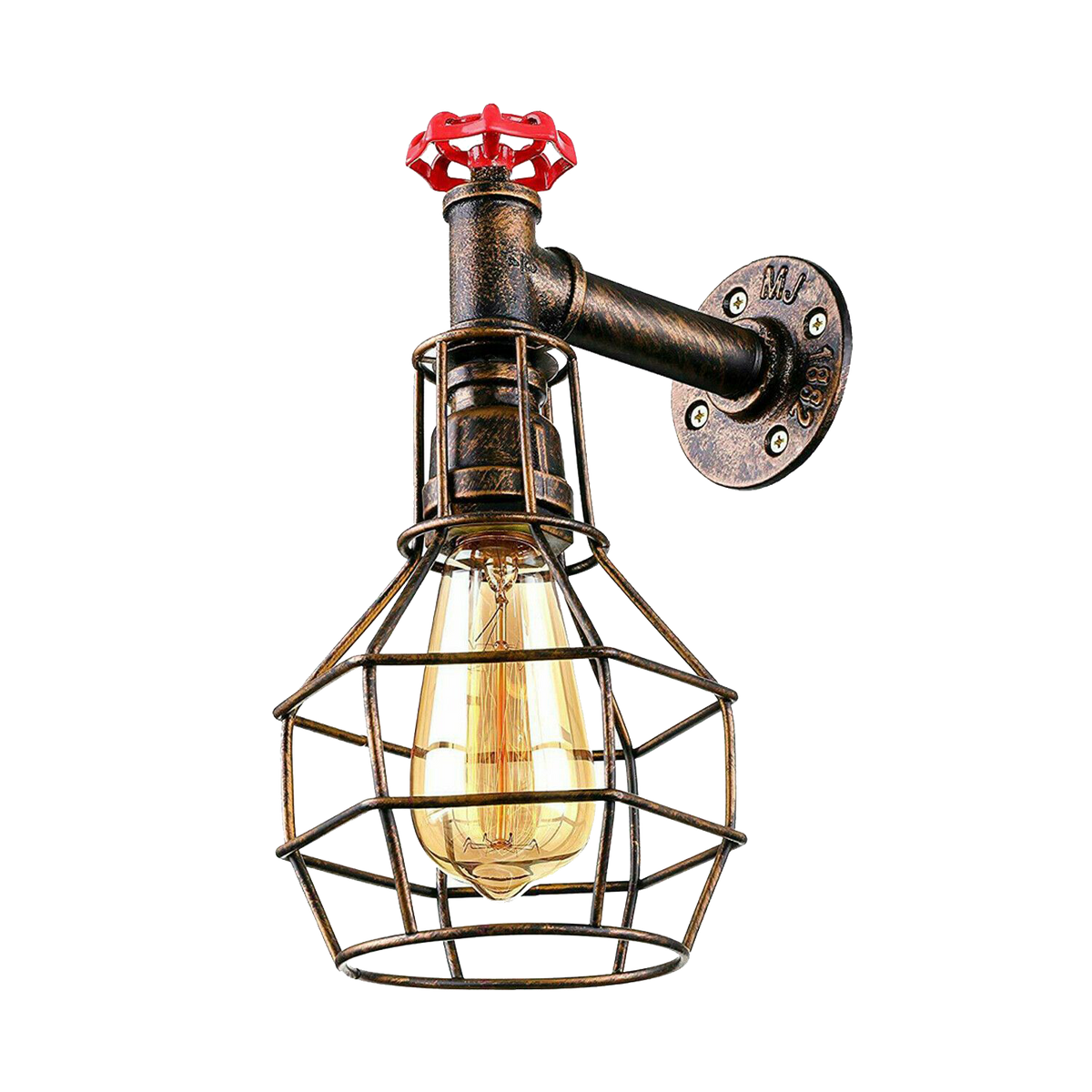 Brushed Copper Modern Industrial Retro Vintage Style Pipe Cage Wall Light Wall Lamp Fixture~1117-2