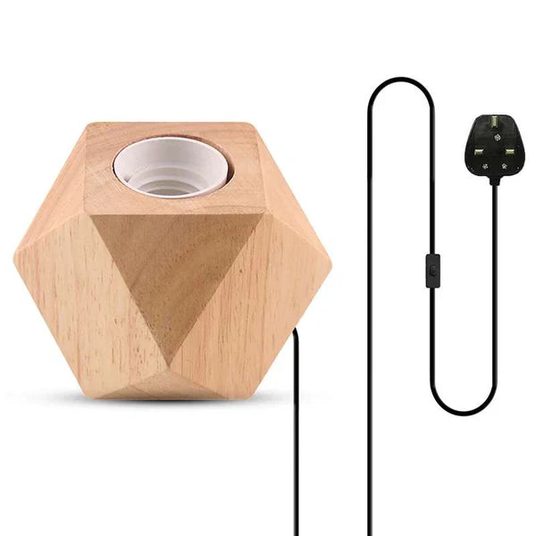 Nordic Wood Table Lamp Base E27 Plug In with Switch~4557-14