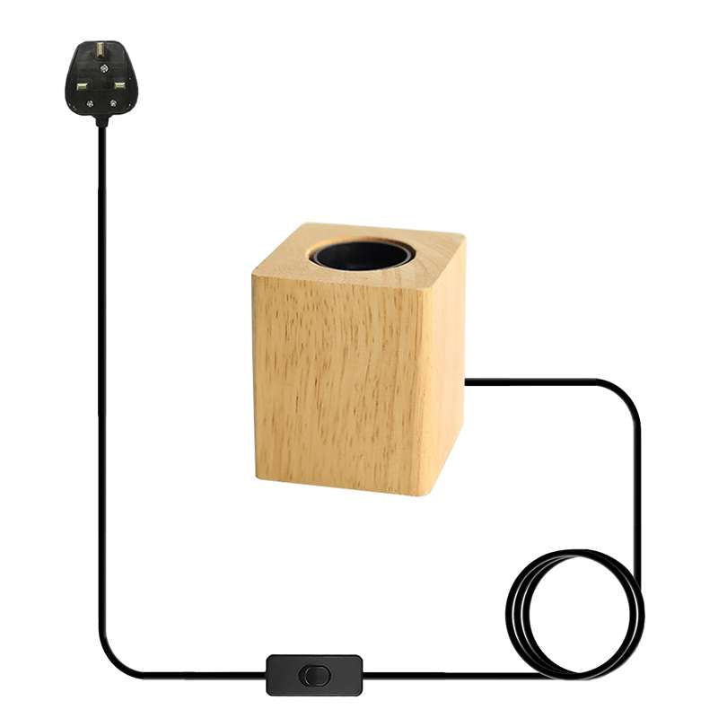 Nordic Wood Table Lamp Base E27 Plug In with Switch~4557-10