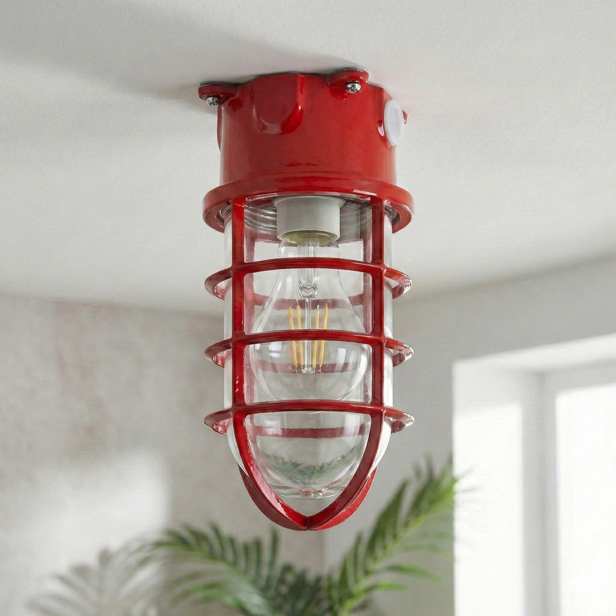 Nautical Bulkhead Flush Mount Ceiling Light Wire Cage E27 ~6546-8