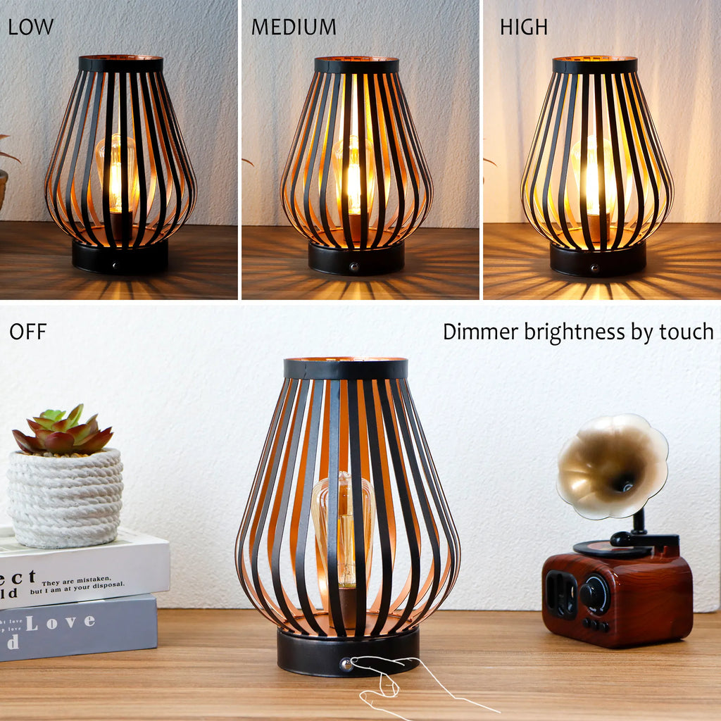 8.5''H Rechargeable Battery Powered Lamp with LED Edison Style Bulb-3