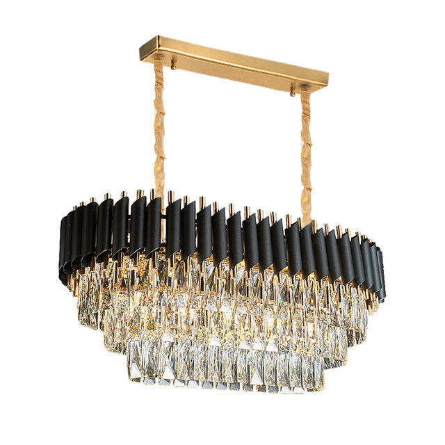 Modern Crystal Black Gold Chandelier With Matching Wall Lights~4118-4