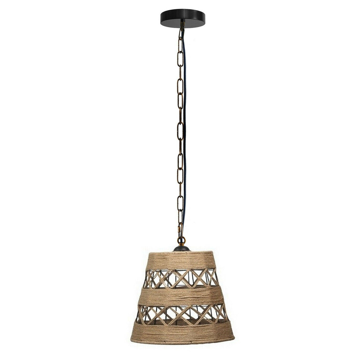 Drum Shape Ceiling Pendant Light Hemp Rope Hanging Light E27 Lamp Shade~1534-1