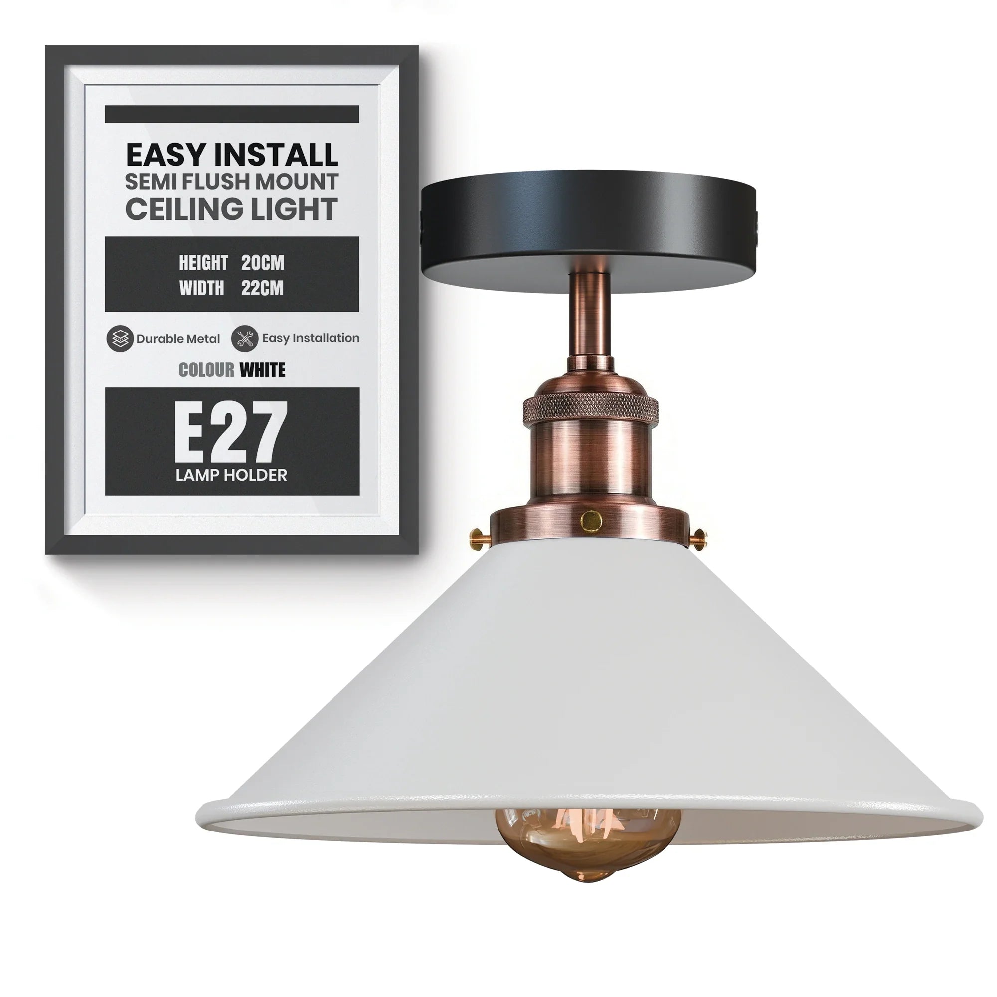 E27 Ceiling Light Fixtures Semi Flush Mount  ~5950-6