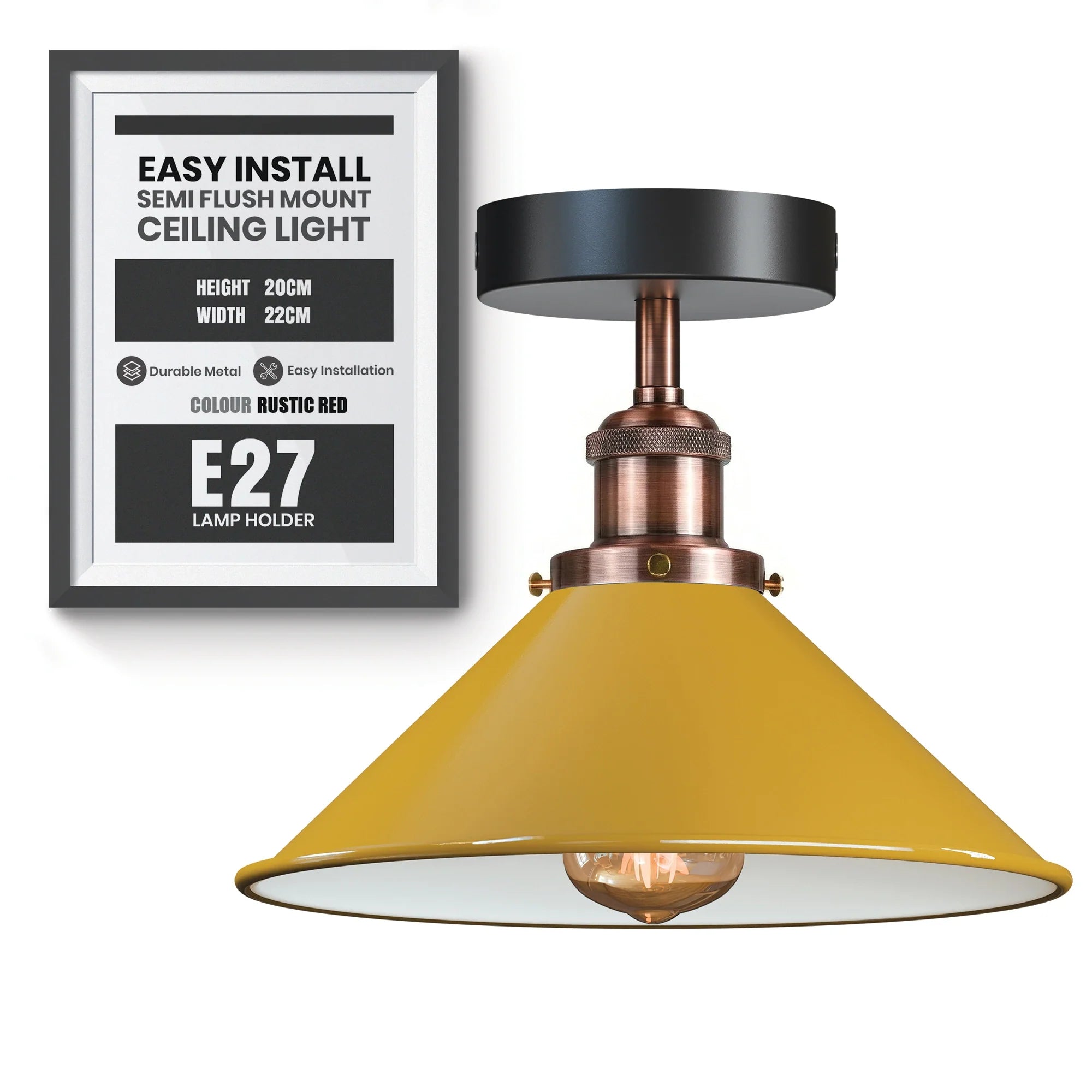 E27 Ceiling Light Fixtures Semi Flush Mount  ~5950-10