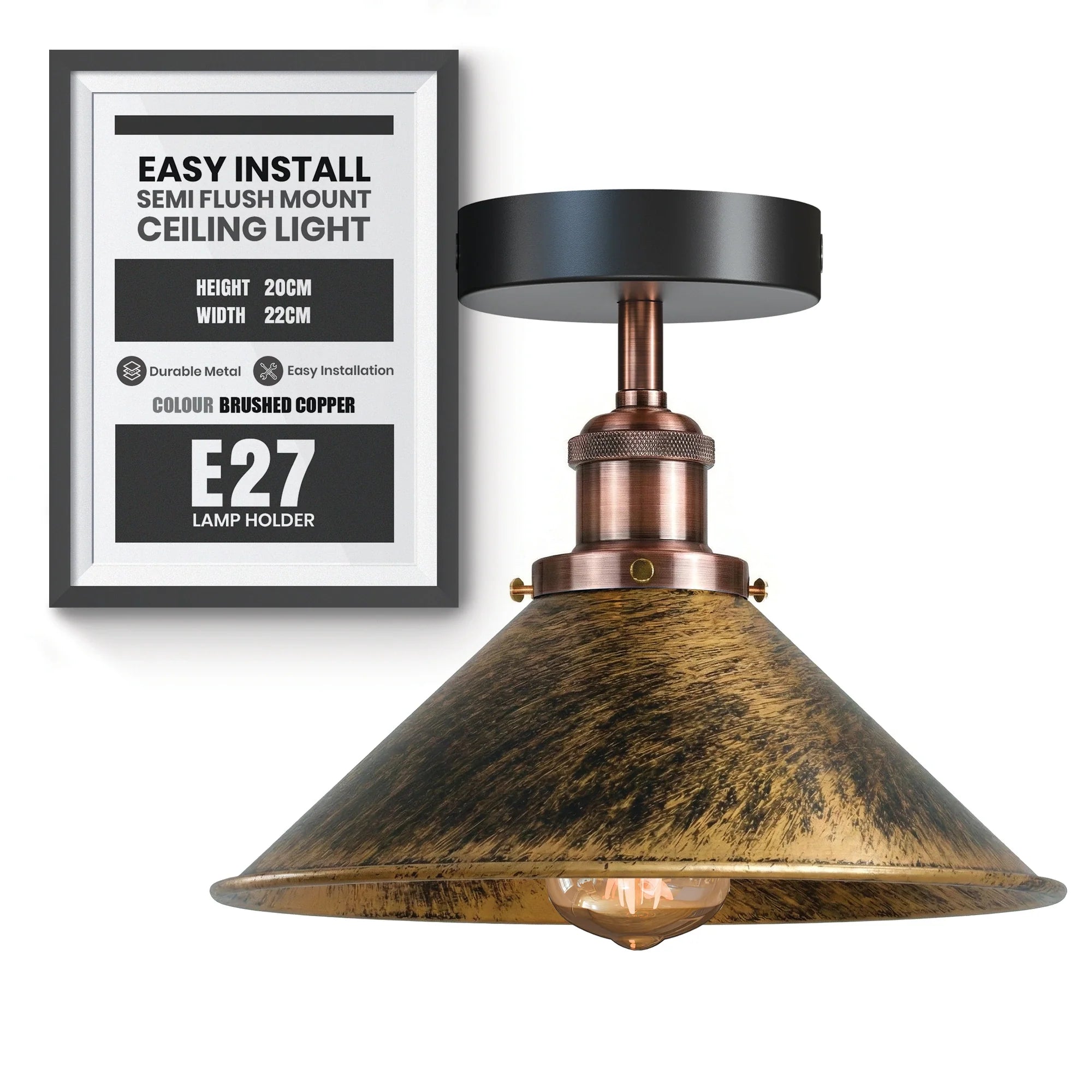 E27 Ceiling Light Fixtures Semi Flush Mount  ~5950-7
