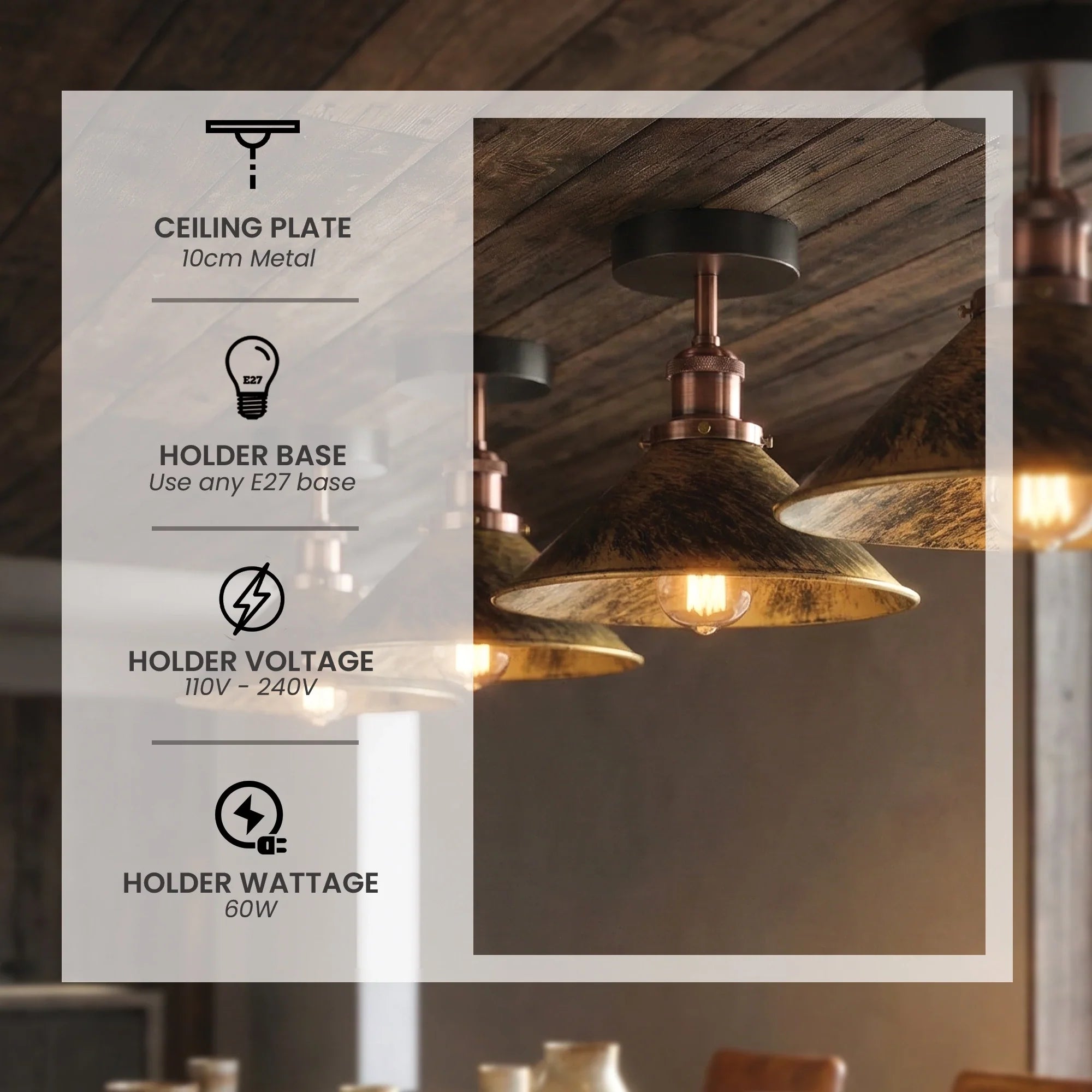 E27 Ceiling Light Fixtures Semi Flush Mount  ~5950-4