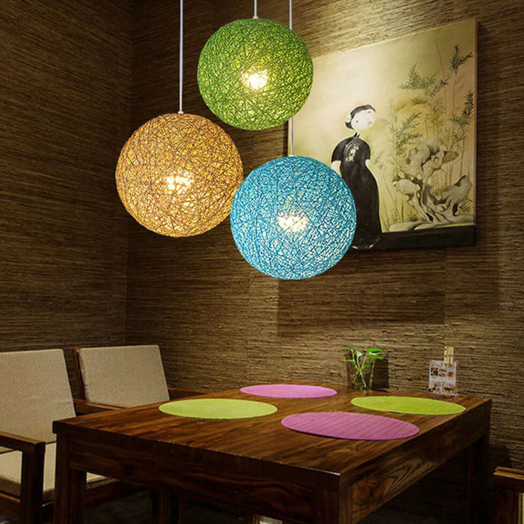 Modern Wicker Rattan Lampshade Ceiling Pendant Lamp Hanging Decoration Lamp~1882