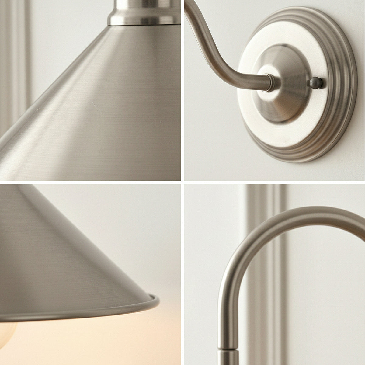 Industrial Swan Neck Wall Light Curved Arm Cone Fitting ~5575-16
