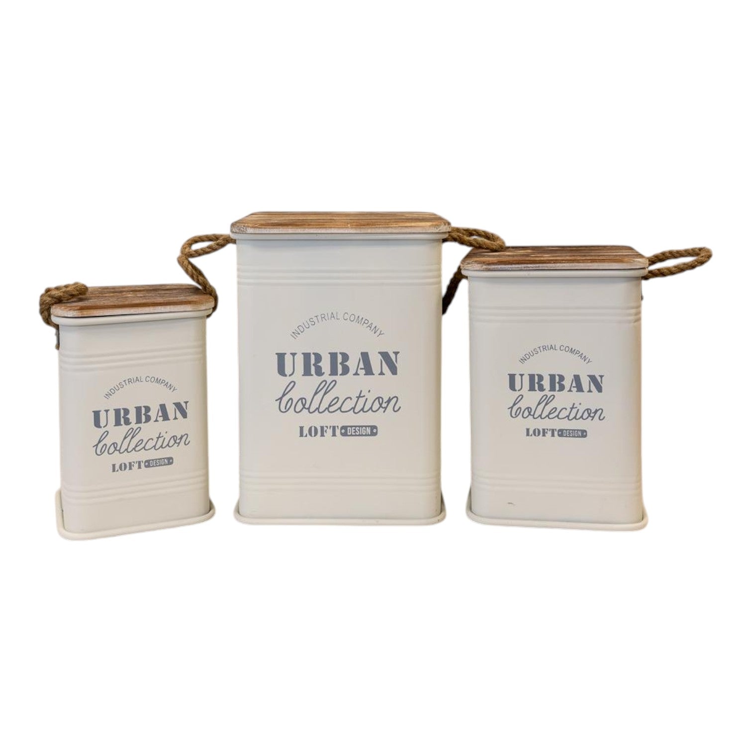 Set of Three Cream Urban Square Storage Containers-0