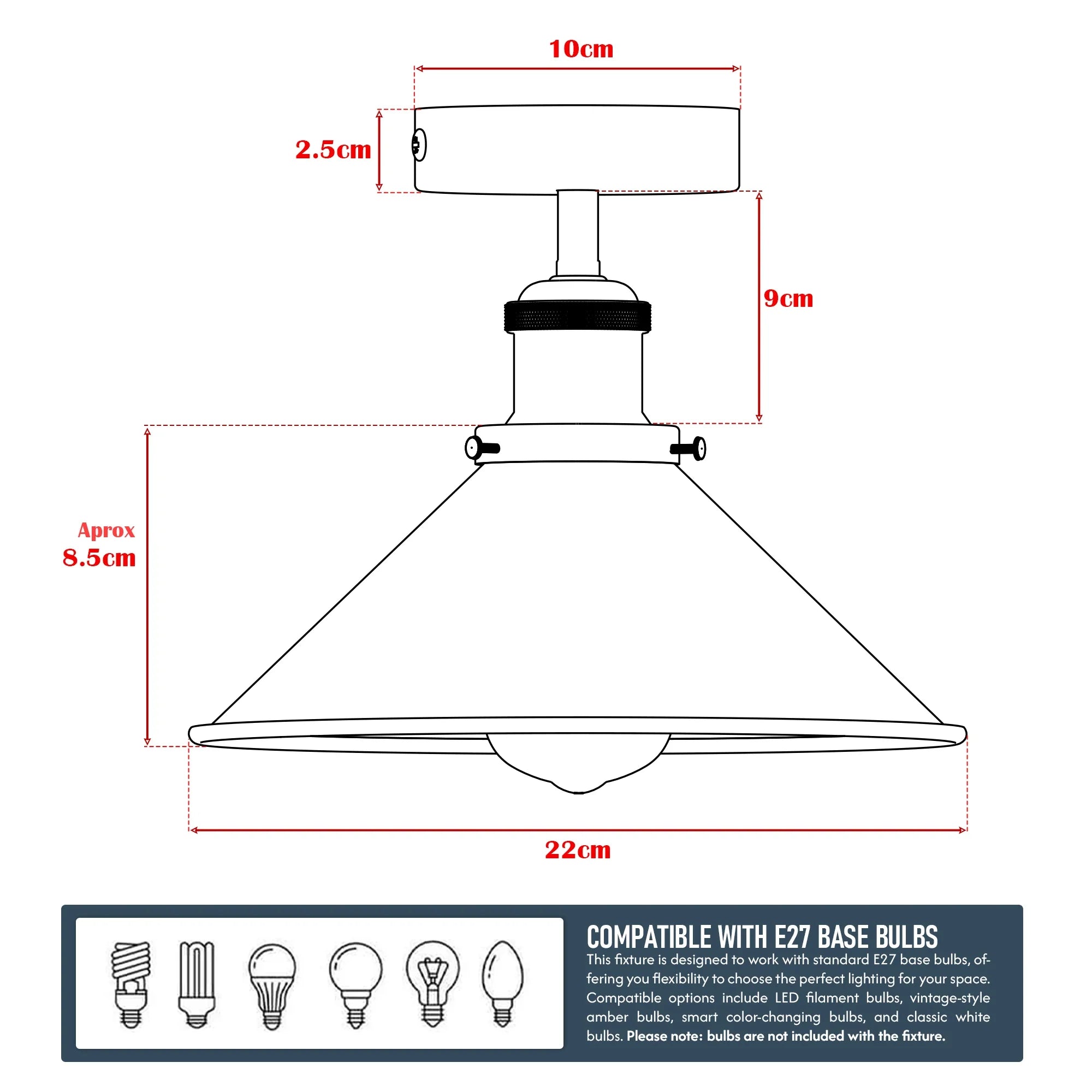 E27 Ceiling Light Fixtures Semi Flush Mount  ~5950-1