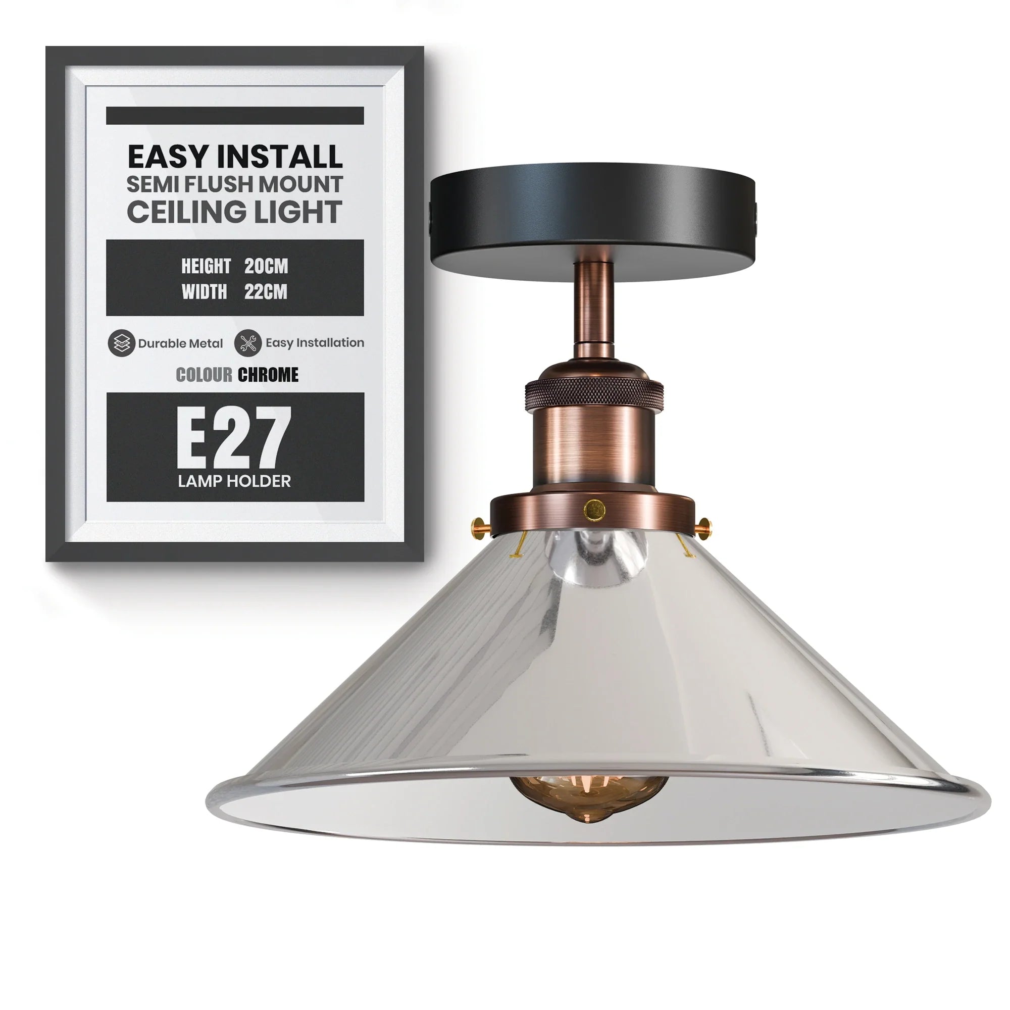 E27 Ceiling Light Fixtures Semi Flush Mount  ~5950-5