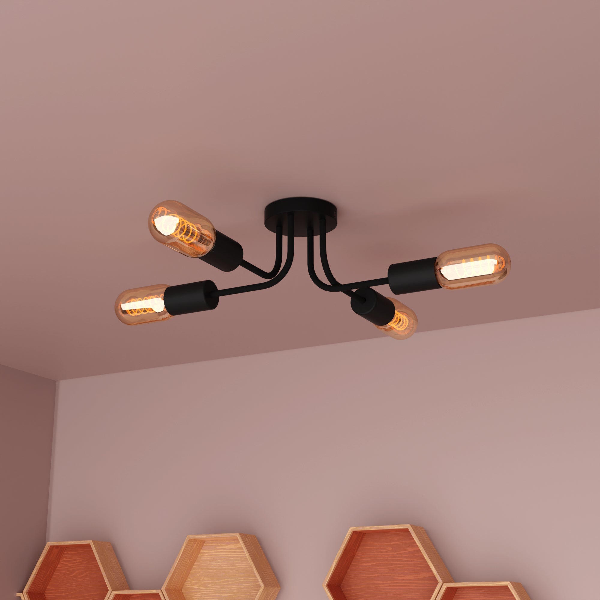 Modern Black Ceiling 4-Way Adjustable LED Light for Home décor~5875-1