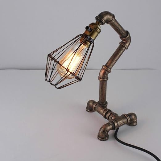 Steampunk Water Pipe Desk Lamp Retro Plugin Lighting ~6091-0