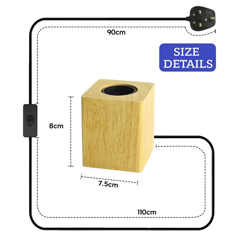 Nordic Wood Table Lamp Base E27 Plug In with Switch~4557-4