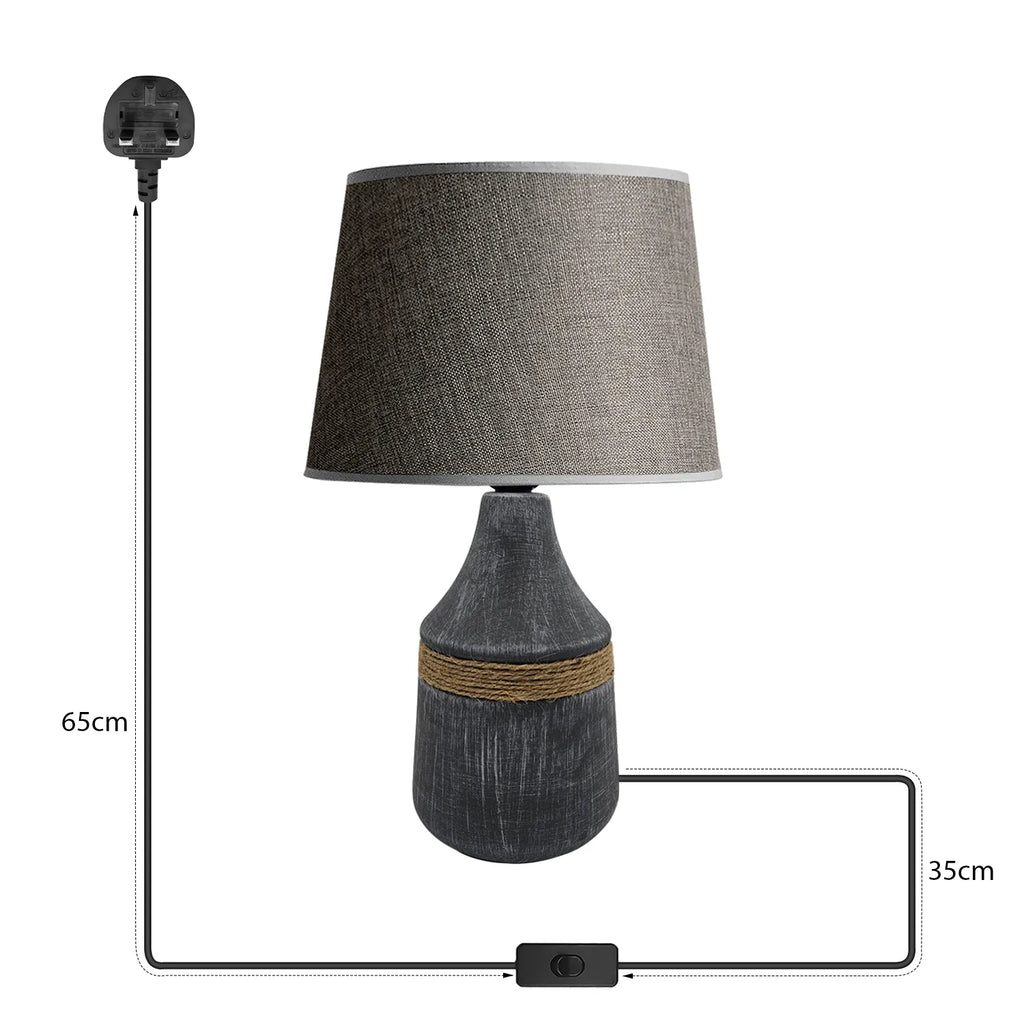 Modern Minimalist Table Lamp E27 – Fabric Shade Ceramic Base~5160-2