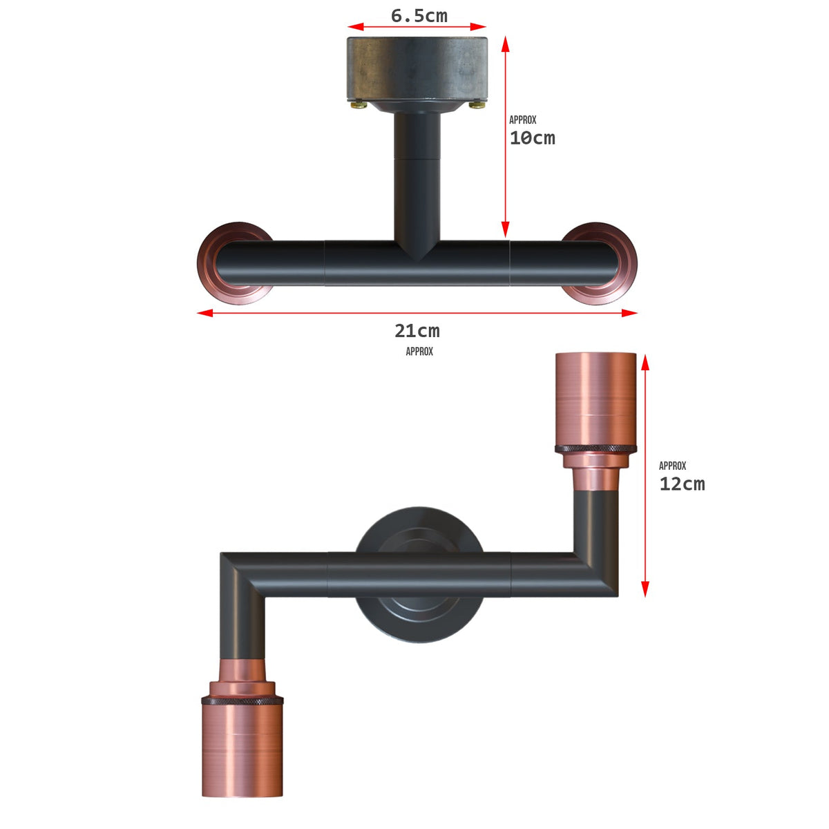 Architectural Twin Pipe Sconce E27 Conduit Wall Light Industria ~5702-2