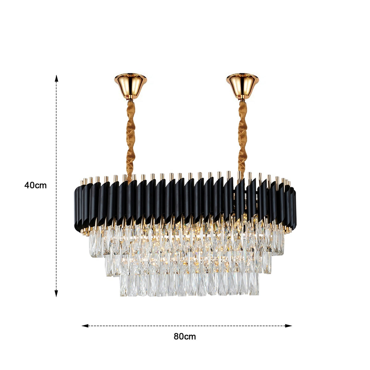 Modern Crystal Black Gold Chandelier With Matching Wall Lights~4118-9
