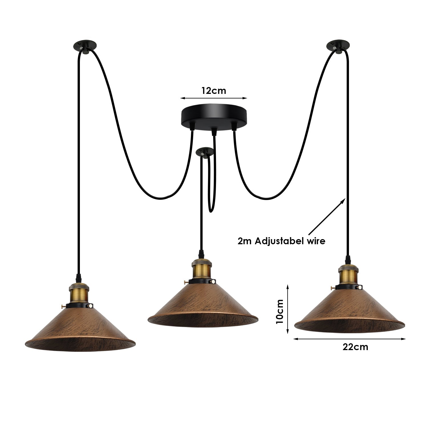Spider Pendant Lamp 3 Way Hanging Brushed Copper Ceiling Lamp Lighting~4069-1