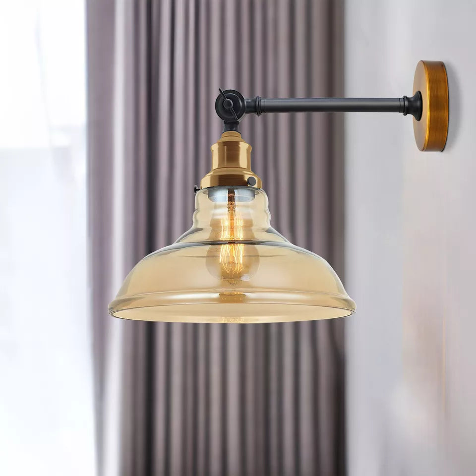 Amber Glass Shade Modern Wall Light~2696-0