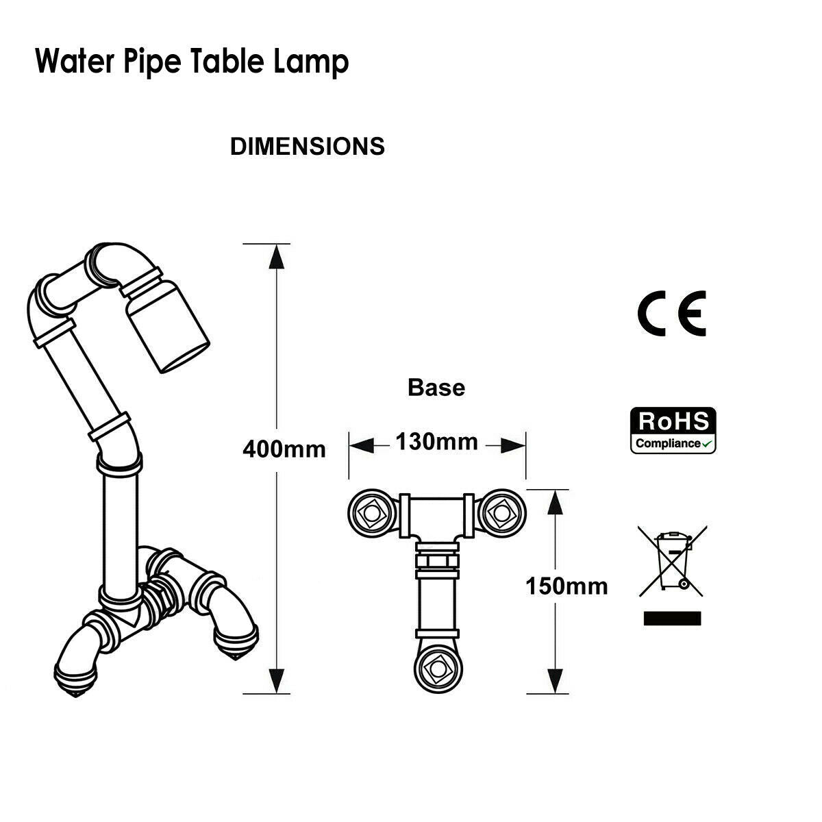 Industrial Steampunk Water Pipe Table Lamp E27~2836