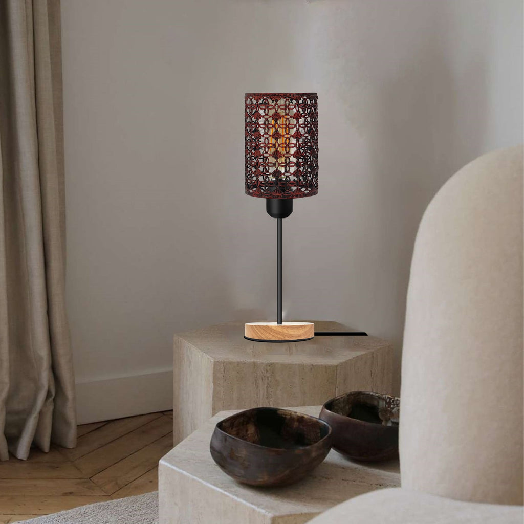 Wooden Stand Bedside Table Lamp-E27 On/Off Switch~5307-2