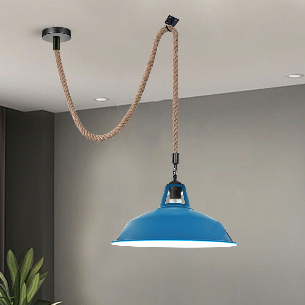 Hemp Rope Metal Hooked Pendant Light ~5045-0