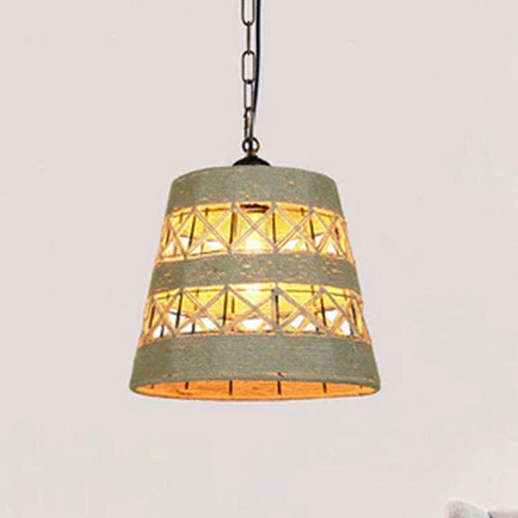 Drum Shape Ceiling Pendant Light Hemp Rope Hanging Light E27 Lamp Shade~1534-0