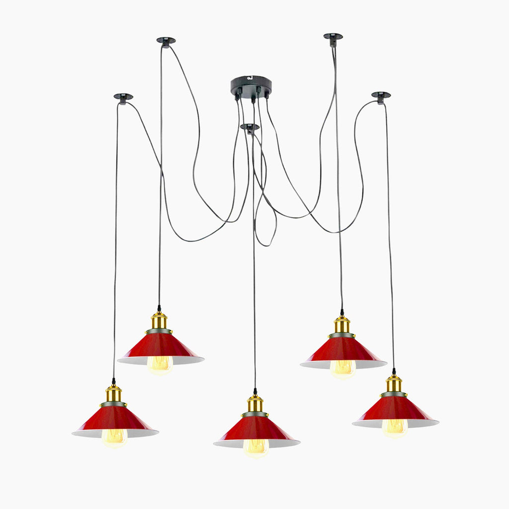 5 Way Chandelier Spider Ceiling Indoor Lamp Red~4158-2