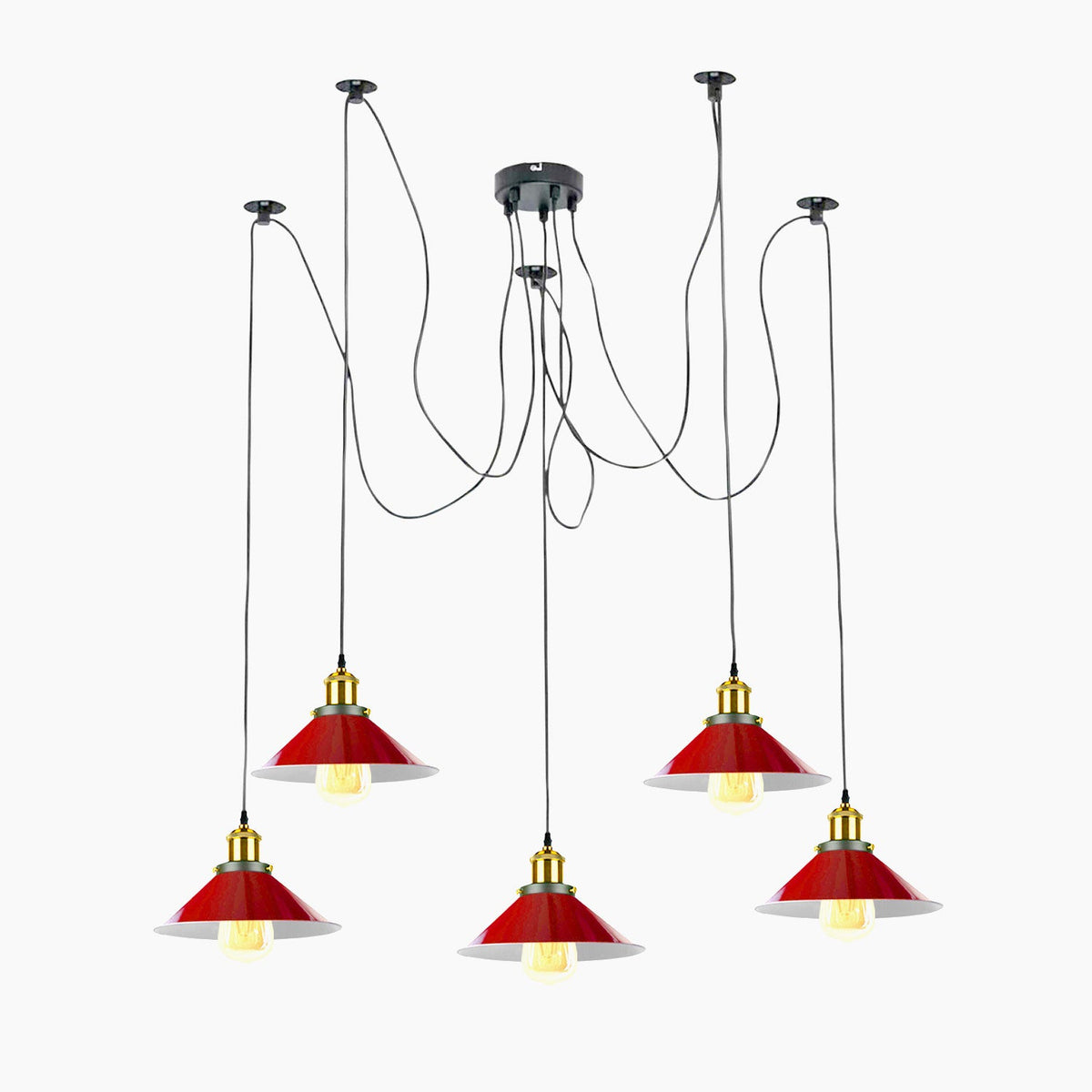 5 Way Chandelier Spider Ceiling Indoor Lamp Red~4158-2
