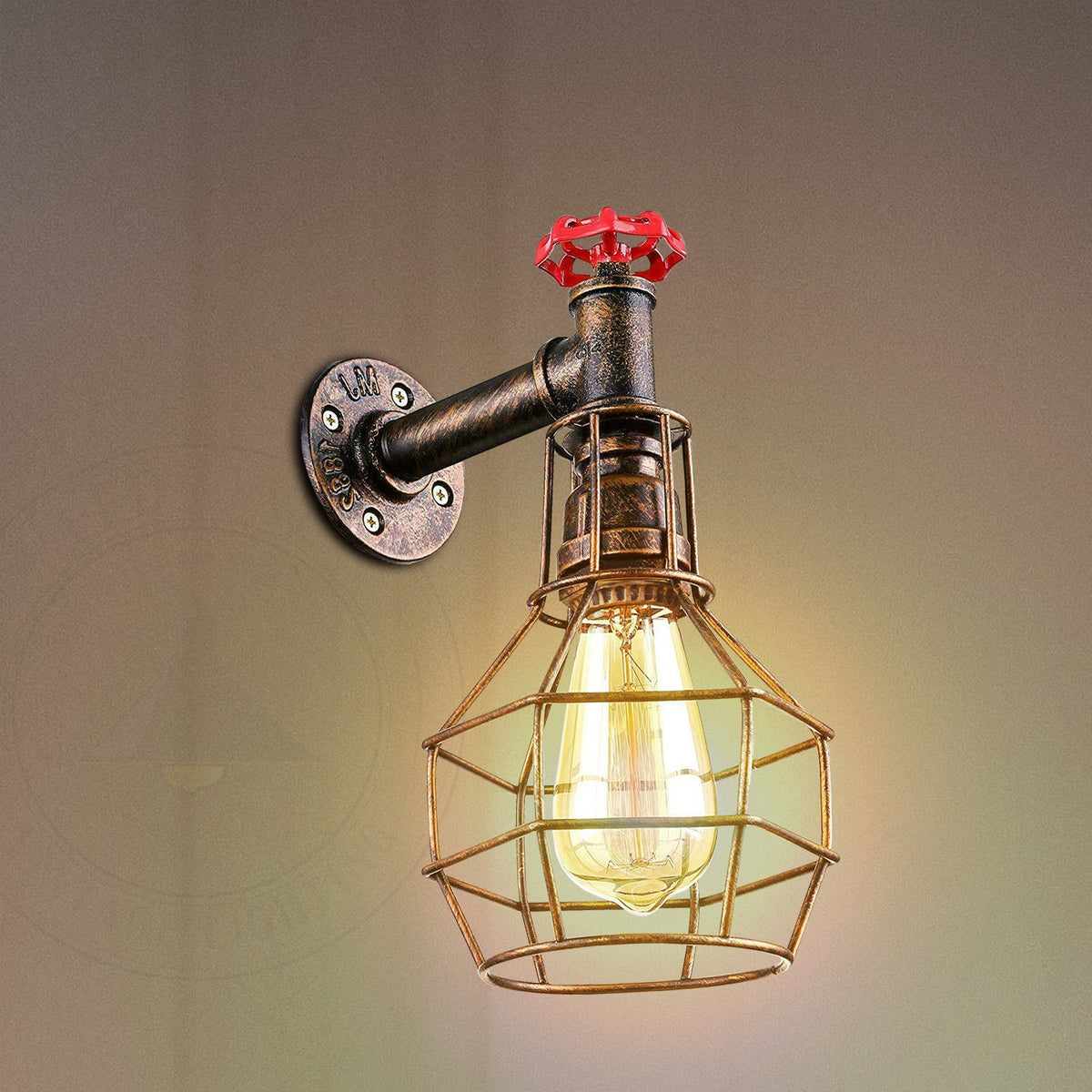 Brushed Copper Modern Industrial Retro Vintage Style Pipe Cage Wall Light Wall Lamp Fixture~1117-0