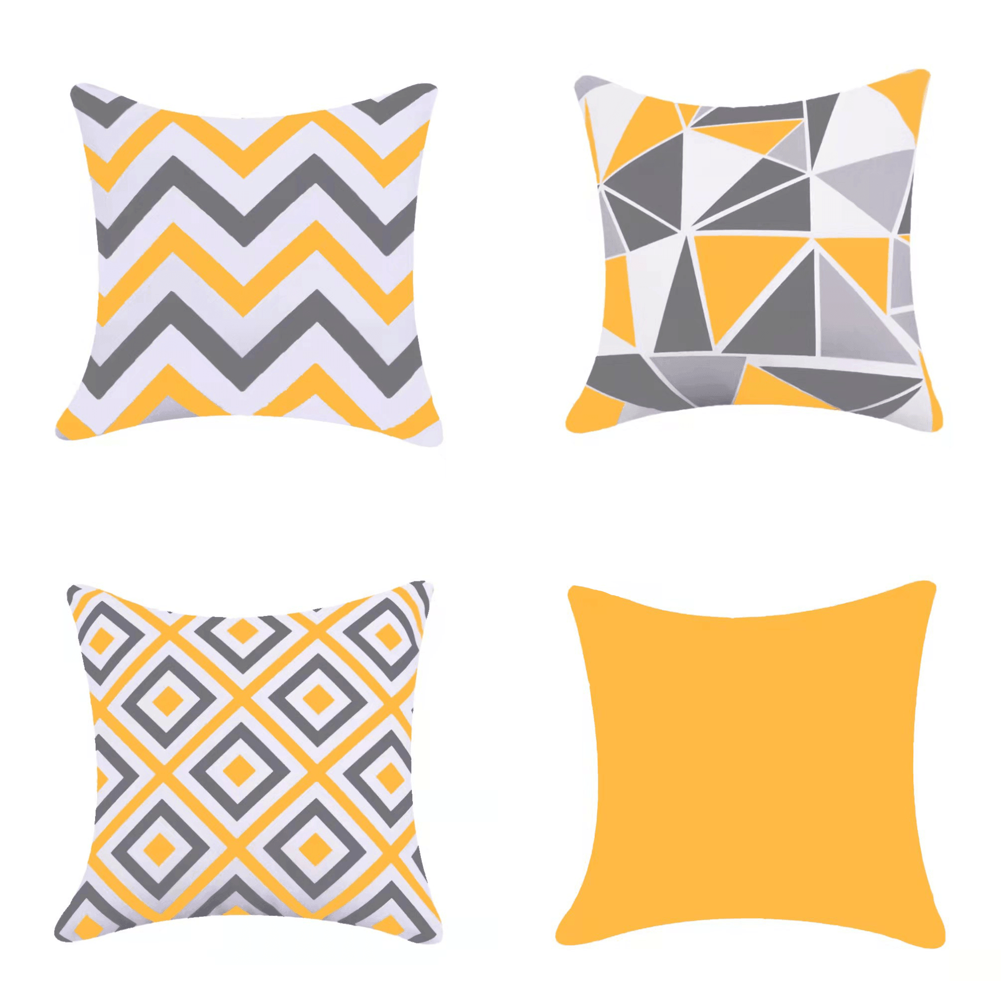 Water Resistant Outdoor Cushion Cover | 45x45cm Yellow Garden Décor - Set of 6 & 4-4
