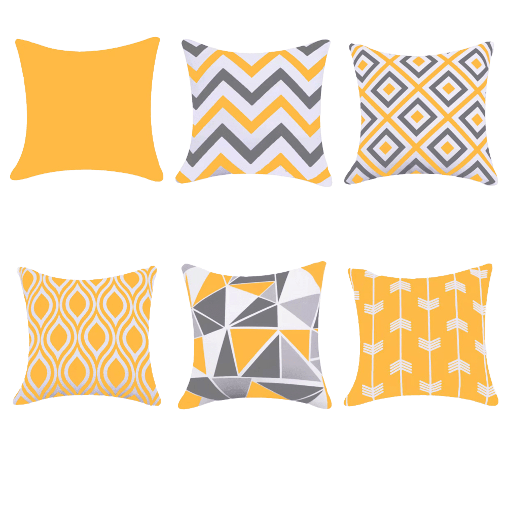 Water Resistant Outdoor Cushion Cover | 45x45cm Yellow Garden Décor - Set of 6 & 4-0