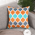 Designer Dutch Velvet Geometric Cushion Cover 45x45 cm - Orange-2