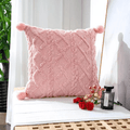 Blush Pink Pom Pom Fluffy Soft Plush Cushion Covers 45x45cm - Cozy Decorative Throw Pillowcase-0