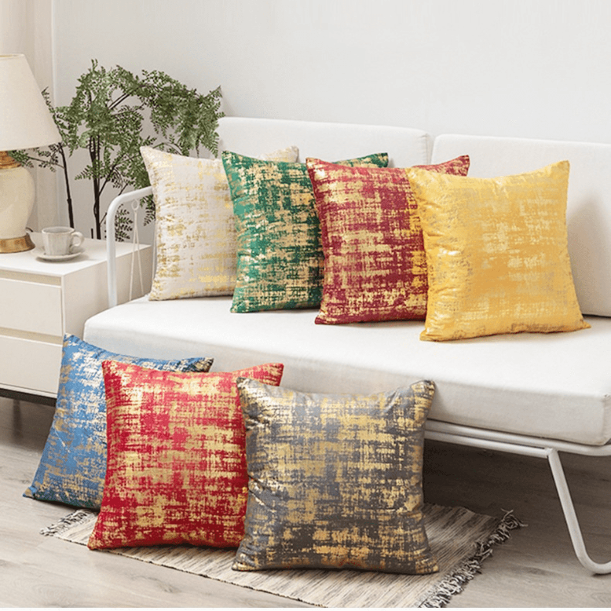 Gold  Stamping Velvet Cushion Cover (18x18" - 45x45 cm) - Set of 1 pcs-0